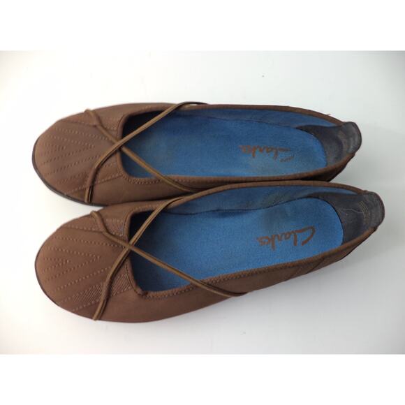 CLARKS CHOCOLATE BROWN FINE SUEDE LEATHER BALLET FLATS SHOE SZ 7M - Picture 2 of 7
